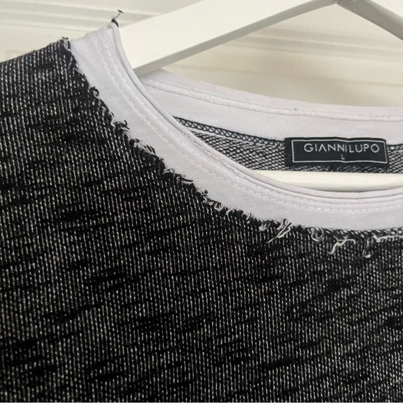 Men’s distressed sweater, made in Italy, grey with white detail, size L - Picture 4 of 10